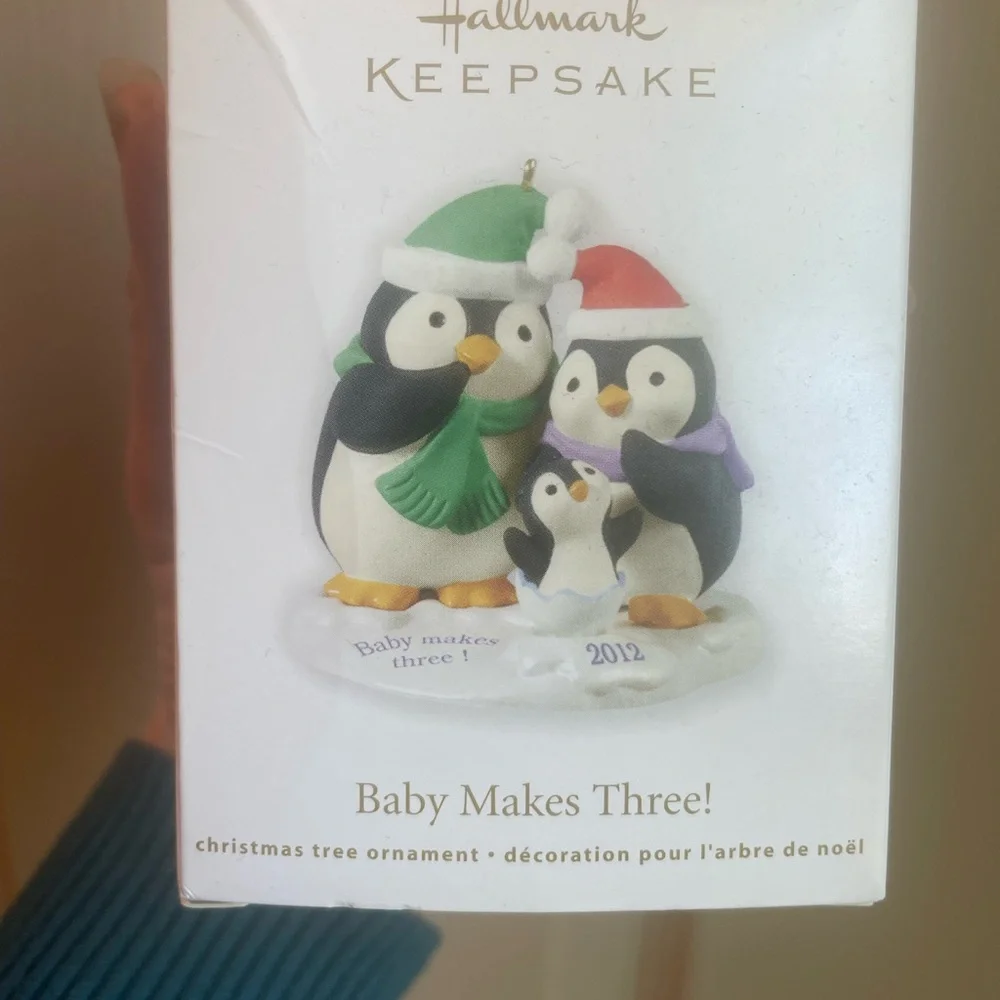 Hallmark Keepsake Baby Makes‎ Three Penguin Ornament in Box, 2012